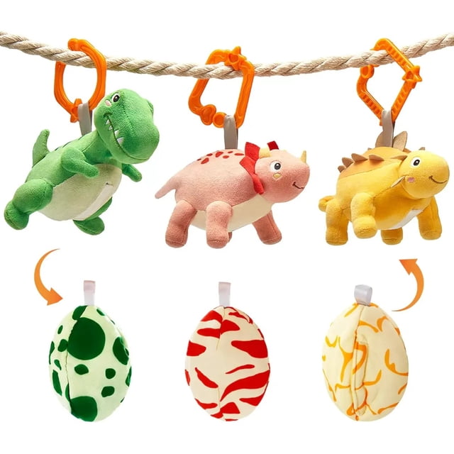 Juguete Colgante Bebé Dinosaurios Peluche Estimulación Temprana Sensorial Sonaja Suave Para Cuna Carriola Gimnasio Infantil.