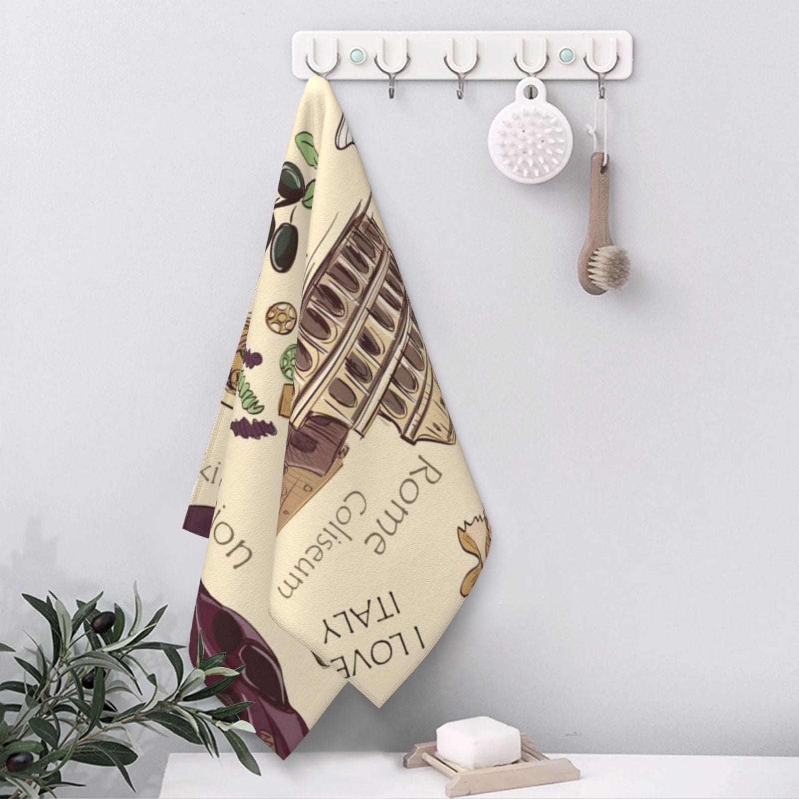 Italy Italian Pattern Vintage 27.5" x 16" Ultra Soft Hand Towel, Face Wash Cloth for Bathroom, Gym, Travel, Pool