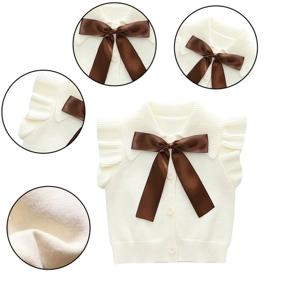 KYAIGUO Kids Toddler Girls Knit Sweater Vest Outwear Baby Spring Waistcoat Outerwear Little Boys Girls Button Ruffle Cardigan Sleeveless Jacket Outwear,Size 1-5 Years