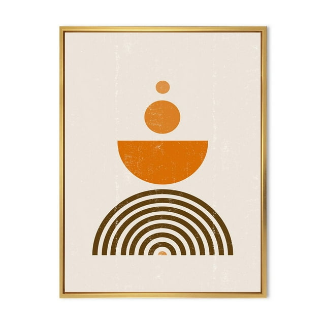 Designart Abstract Rainbow Sun and Moon In Earth Tones V FLOAT FRAME WALL ART