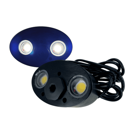 Pactrade Marine Black Aluminum Housing Plug / Transom Light DC10-30V / 6.3W LED Waterproof IP68 10W per LED Lengthy Wired with Screws Interior Temperature Control (2000LM LEDs - Daylight White)