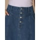 thumbnail image 5 of Falda midi de mezclilla desgastada de cintura alta para mujer INSPIRE CHIC con bolsillos en azul, 5 of 6