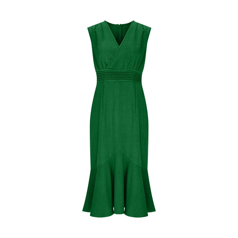 SMihono Women's Sleeveless V-Neck Fishtail Midi Dress Wrap Ruched Solid A-line High Waist Bodycon Mermaid Dresses Elegant Green S - Walmart.com SMihono Women's Sleeveless V-Neck Fishtail Midi Dress Wrap Ruched Solid A-line High Waist Bodycon Mermaid Dresses Elegant Green S - Walmart.com
