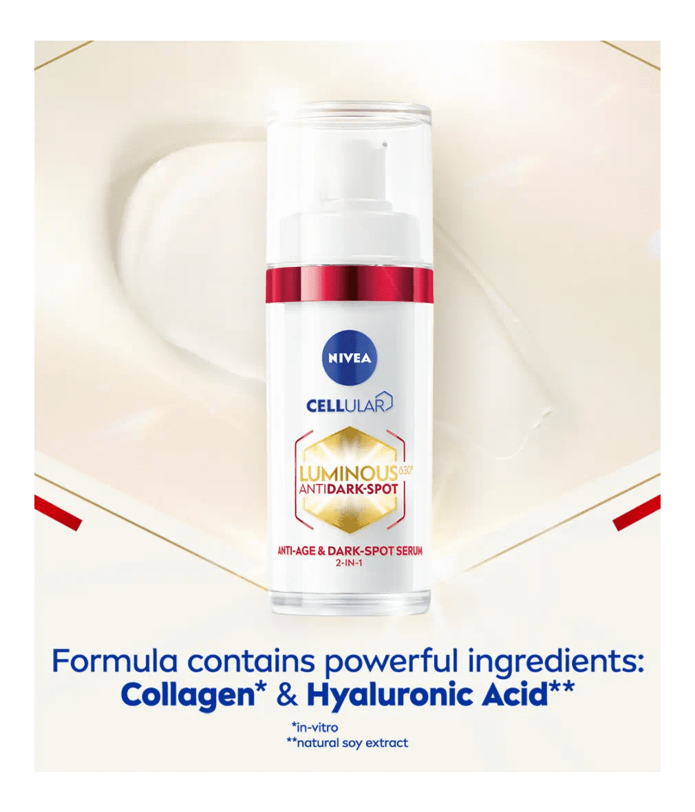 Nivea Luminous 630 Anti-Age & Dark Spot 2-in-1 Serum with Collagen Booster 30ml / 1 fl.oz - 3 Pack