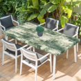 thumbnail image 2 of Sage Green Ombre Table Cloths for 3 Foot Rectangle Tables, Gradient Abstract Art Vintage Patio Waterproof Elastic Fitted Tablecloths, Washable Rectangular Table Cover for Camping, 2 of 8