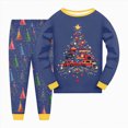 thumbnail image 2 of NOLDARESToddler Christmas Pajamas Pjs Set Boys Girls 2pcs Nightwear Long Sleeve Sleepwear Sets Xmas Jammies X106-Navy, 2 of 5