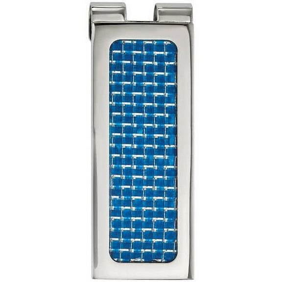 Primal Steel Stainless Steel Polished with Blue Carbon Fiber Inlay Money Clip