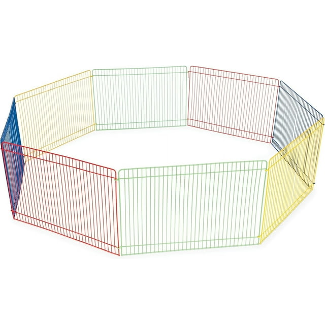 Easy Assembly Foldable Spacious Play Area, Galvanized Metal Construction Portable Exercise Pen for Small Animals 13 Inch Sturdy Anti-Rust Metal Multipurpose Playpen