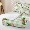 thumbnail image 4 of Manfei Pink Princess Bowtie Quilt Full,Cartoon Cucumber Print Full Bedspread Sets,3pcs,1 Coverlet and 2 Pillowcases, 4 of 7