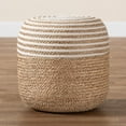 thumbnail image 6 of bali & pari Nequiel Modern Bohemian Natural Brown Seagrass and Woven Rope Ottoman Footstool, 6 of 7