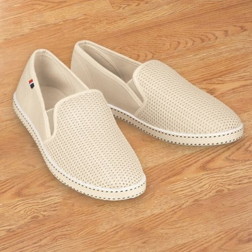 cream boat shoes