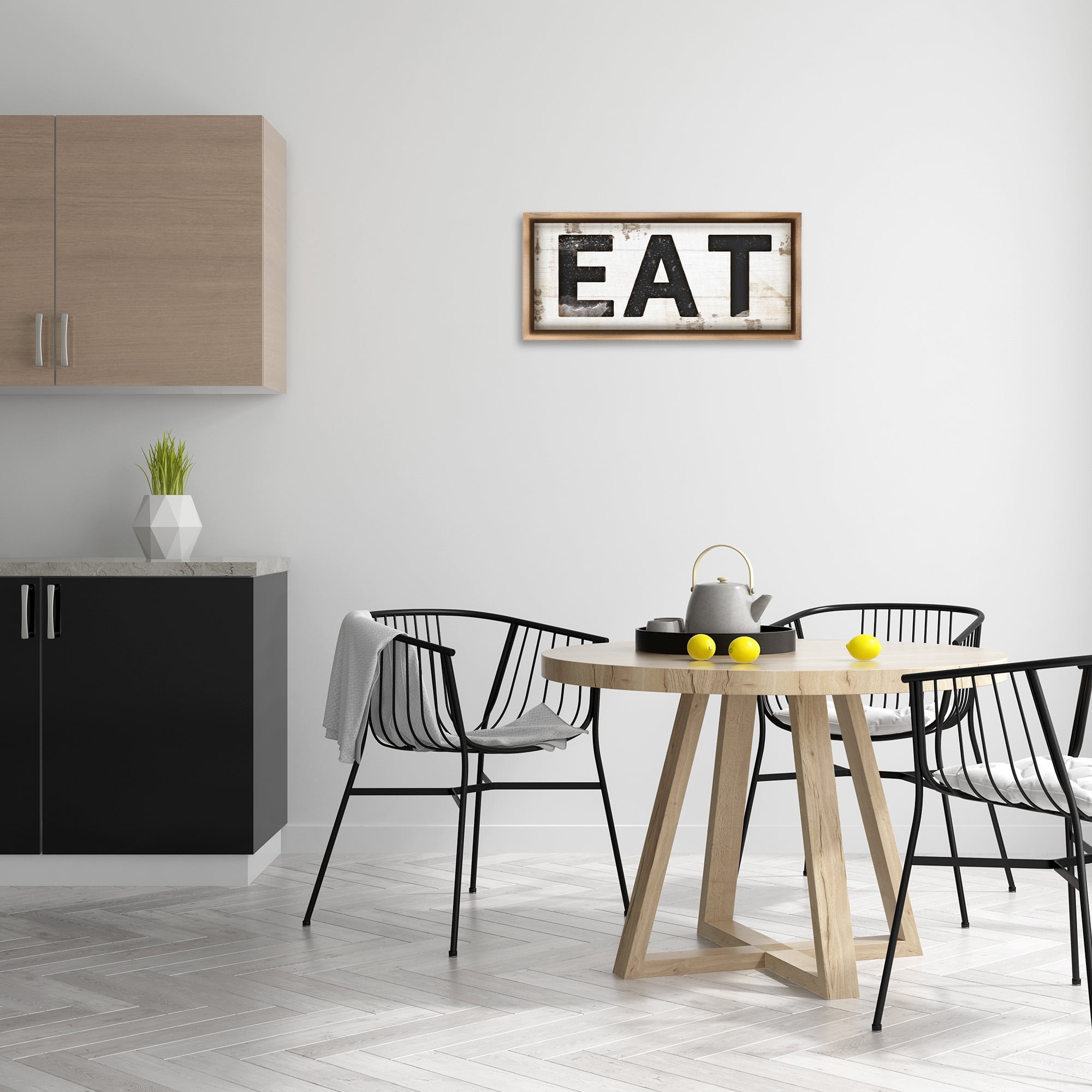 Stupell Industries Eat Typography Vintage Sign Food & Beverage Painting Brown Floater Framed Canvas Art Print Wall Art, 25 x 11