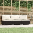 thumbnail image 1 of vidaXL 3-Seater Sofa with Cushions Black Poly Rattan, 1 of 5