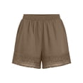 thumbnail image 6 of Women's High Waisted Lace Trim Shorts, Elastic Lightweight Summer Shorts with Fringe Hem and Pockets, Stylish Casual Flowy Shorts for Beach Vacation Daily Wear Brown M, 6 of 7