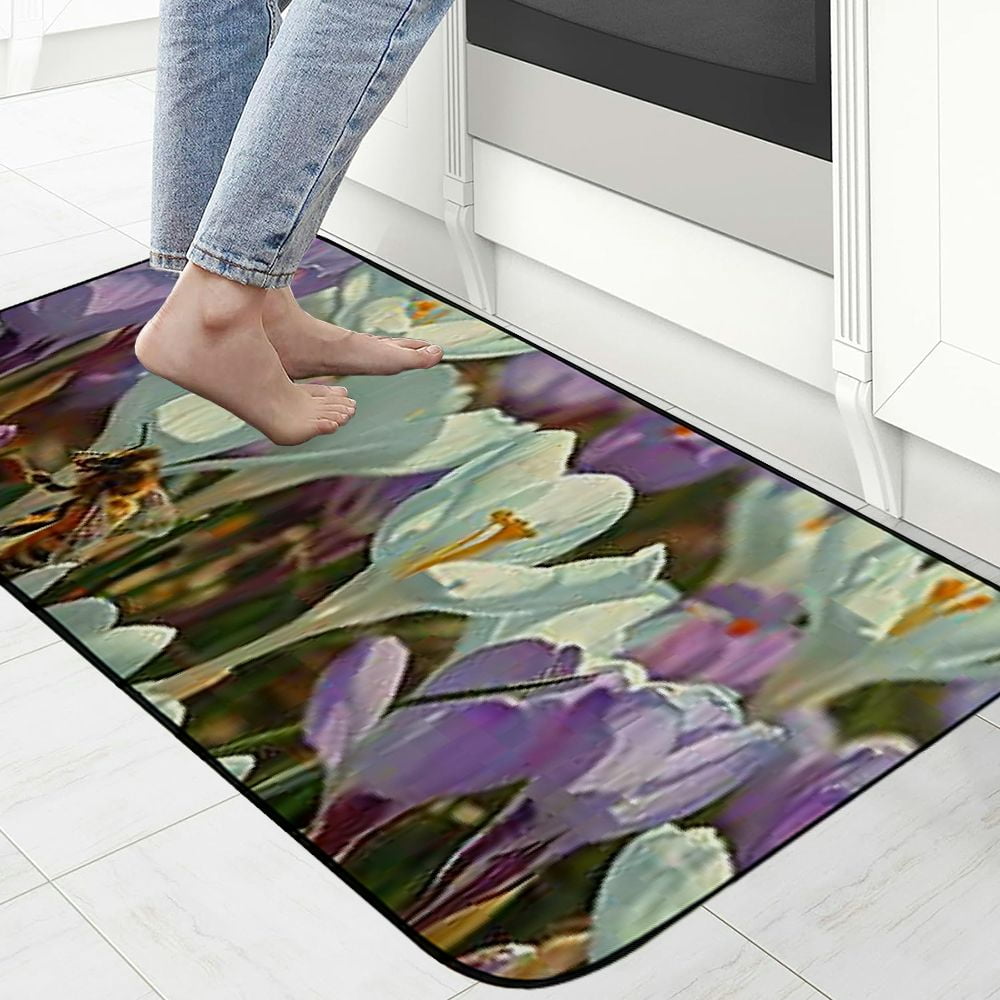 Qinduosi Decorative Door Mat, Door Mat with Non-Slip Rubber Backing, Easy Cleaning, Traps Dirt, for Entry, Patio, Garage - Spring Meadow Crocus Spring Flower FrUhlingsblUher 19.68*47.24 in