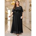 thumbnail image 5 of Miusol Women's Plus Size Elegant Butterfly Sleeve Chiffon Sequin Lace Bodice Evening Party Long Dress, 5 of 9
