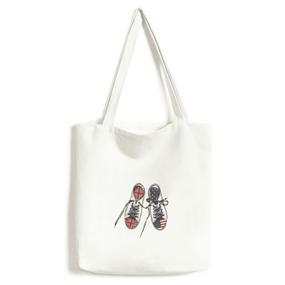 Canvas Shoes U.S U.K Flag Pattern Tote Canvas Bag Shopping Satchel Casual Handbag