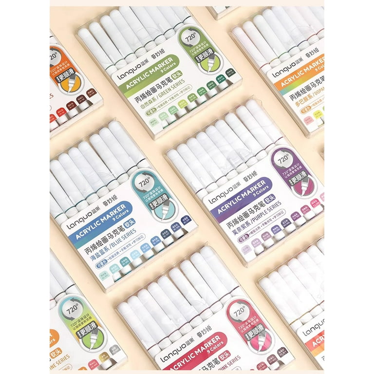 LANGUO Soft Tip Acrylic Markers 9 Colors/Set for Drawing Smart