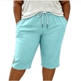 thumbnail image 4 of Lenpel Plus Size Capri Pants for Women Fall Cotton Linen High Waisted Loose Cropped Trousers with Pockets Casual Trendy Button Capris(Light Blue,X-Large), 4 of 7