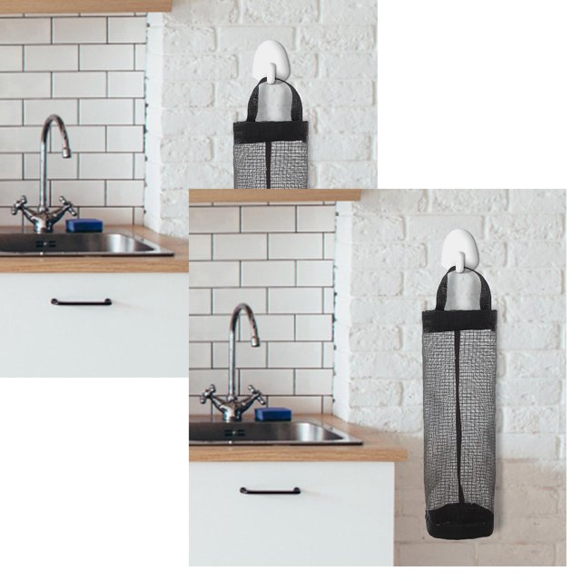 Oleegame 2PC Kitchen Rubbish Bag Round Storage Bag Miscellaneous Wall Hanging Organizer Convenient Extraction Box Storage Bag Kitchen Hanging Bag Black