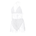 thumbnail image 5 of Women Sexy V Neck Mesh One Piece Bathing Suit Halter Push Up Tummy Control Swimsuit Swimwear, 5 of 6