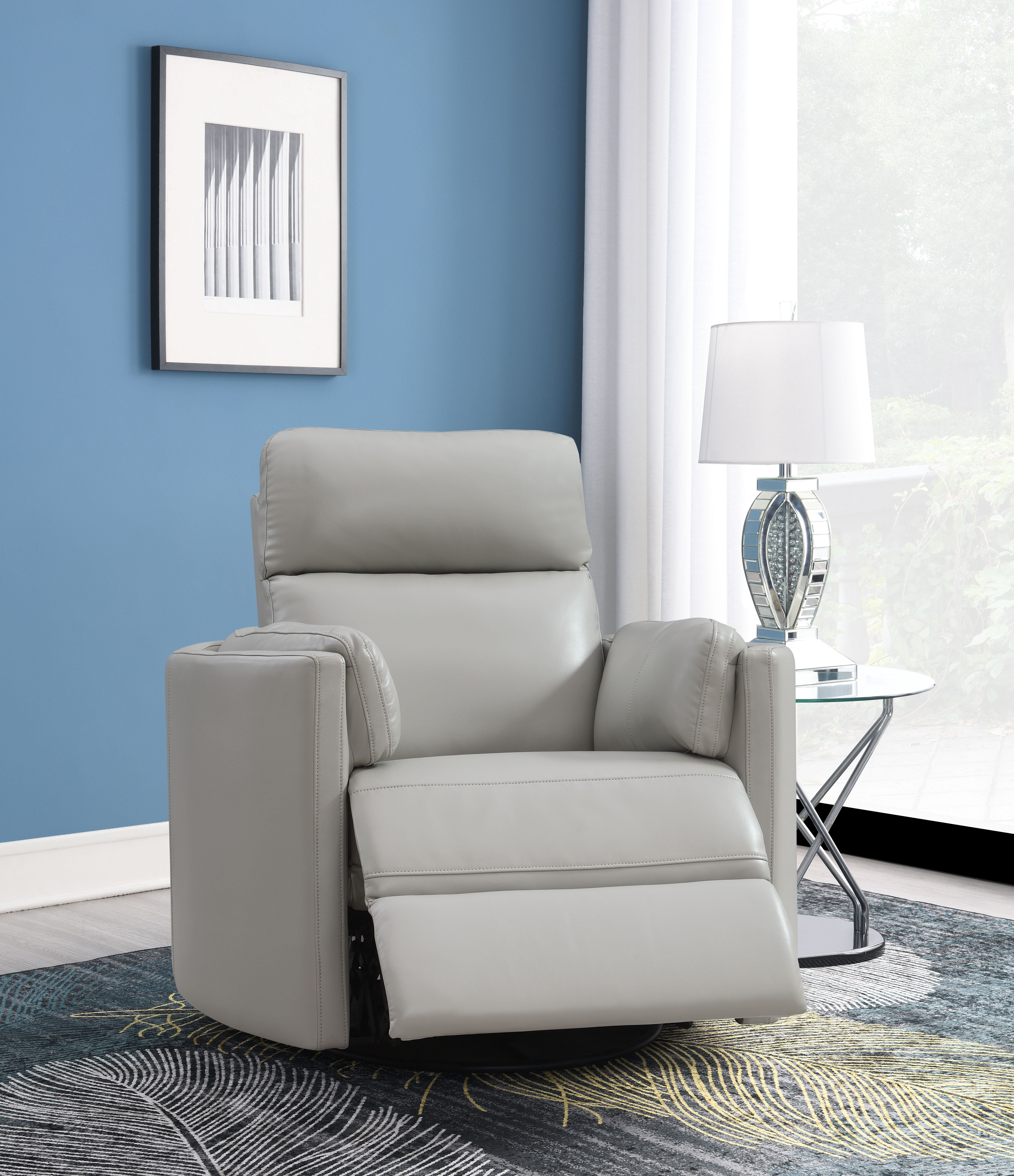 ACME Sagen Recliner W/Swivel & Glider, Gray Leather Aire