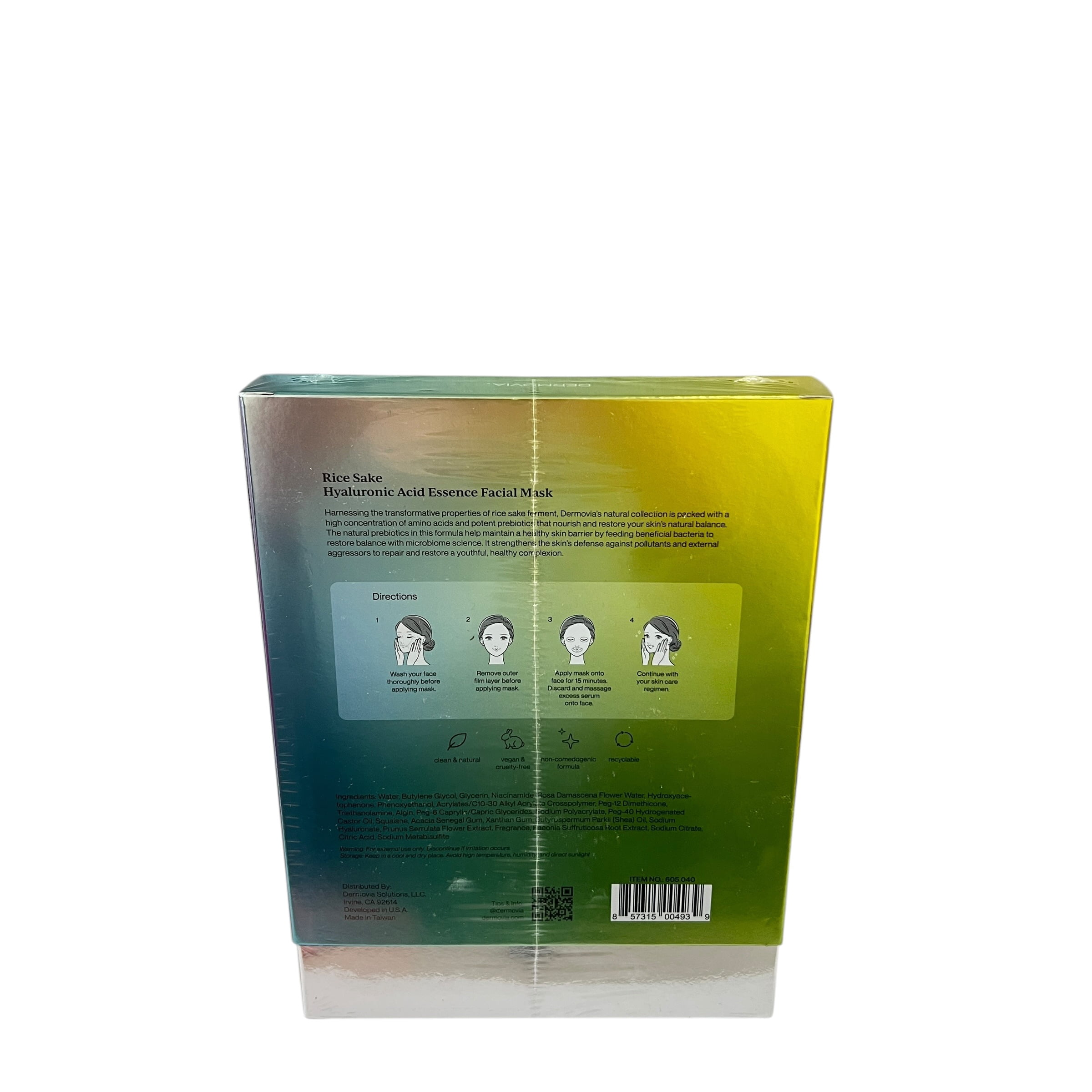 Dermovia Natural Rice Sake Hyaluronic Acid Essence Facial Mask 3 Pack