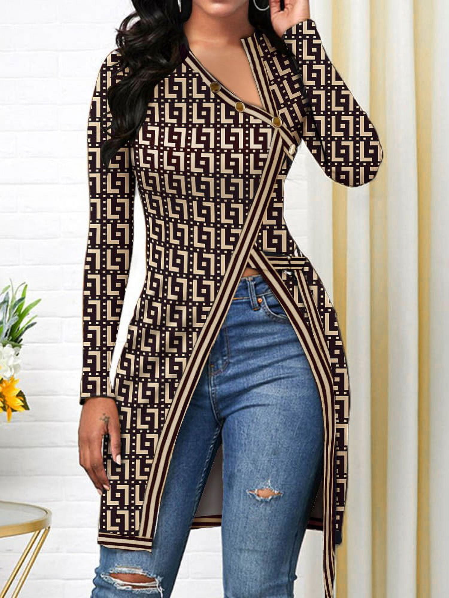 Fashion Woman TOP 2022 Y2k Clothes Letter Print Button Decor High Split Top My orders Casual Ropa Mujer T Shirt Femme