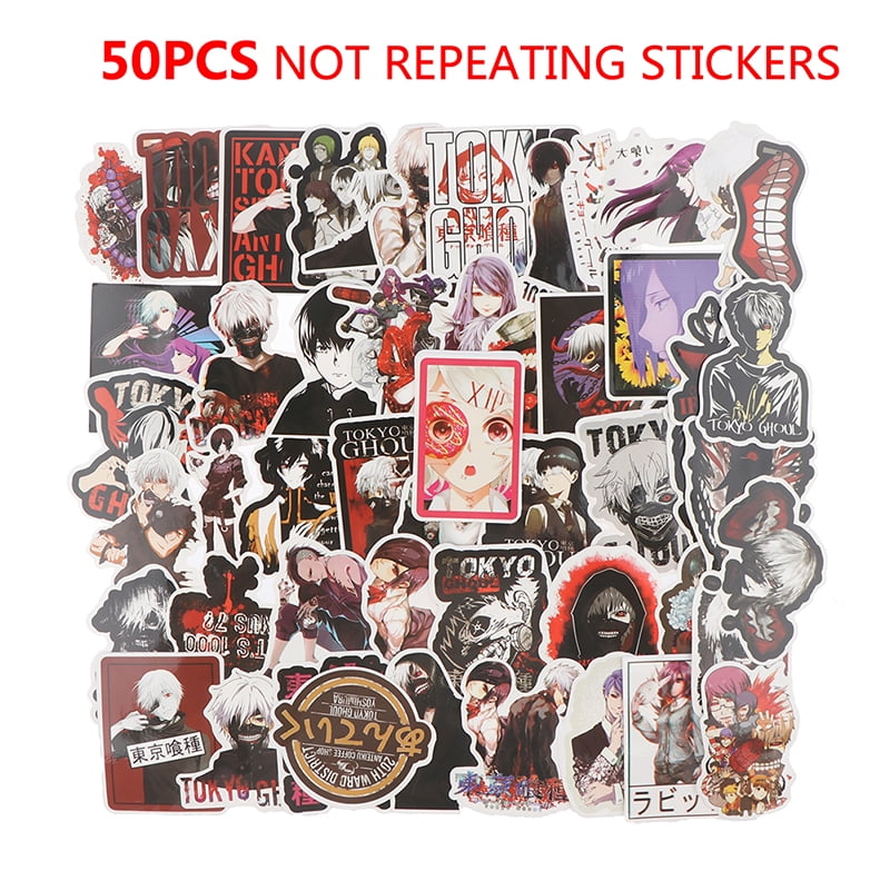 50x Tokyo Ghoul Anime Stickers Waterproof Not Repeating Skateboard StickerR_yk 