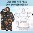 thumbnail image 4 of Oversized Wearable Blanket Hoodie,Gray Halloween Pumpkins Skulls and Bones Sherpa Blanket Hoodie with Super Pockets,Super Warm Fuzzy Pullover for Women & Men, 4 of 6