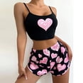 thumbnail image 4 of Agkizg Summer Womens Pajama Set Two-piece Pjs Sets Plus Size Love Print Cami and Shorts Pajama Set Soft Sleepwear Loungewear Nightwear Sets Black XL, 4 of 5