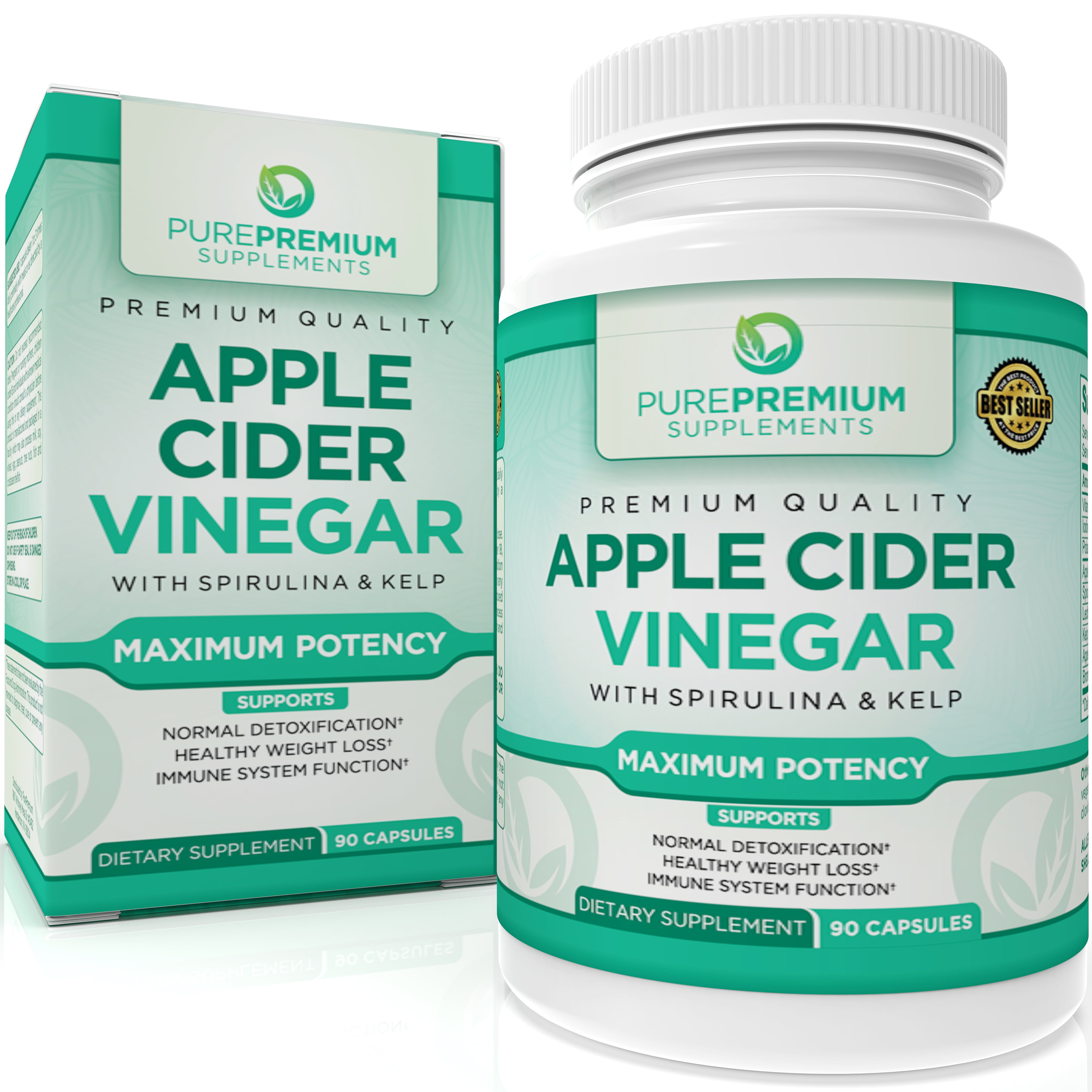 Apple Cider Vinegar Capsules by PurePremium Supplements - Maximum Potency - 90 Capsules