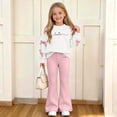 thumbnail image 6 of BXJX Girls Outfit Sets 2 Piece, Bow Decor Spring Fall Long Sleeve Crew Neck Kids Sweatshirts and Flare Pants Sets Beige Size 9-10 T, 6 of 8