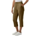 thumbnail image 2 of QATAINLAV Gifts for Girls! Lightweight Capri for Women Casual Cropped Lounge Work Athletic Travel Pants with Pockets Quick Dry Hiking Sweatpants Khaki L, 2 of 9