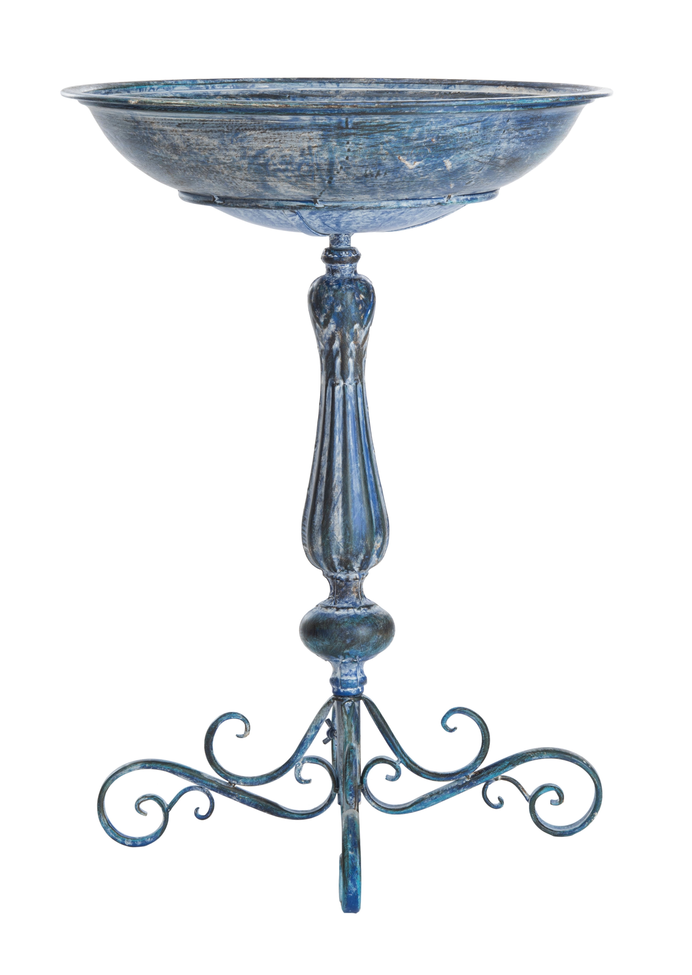 SAFAVIEH Orian Solid Rustic Outdoor Patio Bird Bath, Mossy Blue