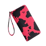 Aellinatey Stylish Cow Print Handheld Wallet PU Card Holder Purse for Fashionable Women