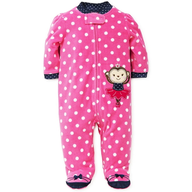 LTM Baby Monkey Polka Dot Blanket Sleeper Footie Ballerina Feet