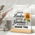 thumbnail image 7 of Leaders Gifts Thank You Gift for Boss Mentor Supervisor Leadership Clear Desk Decorative Sign Great Leaders Inspire Greatness In Others Acrylic Plaque With Wooden Stand 4x4 Inch Home Office Desk Decor, 7 of 7
