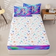thumbnail image 4 of Homewish Colorful Mermaid Fishtail Zipper Full Size Comforter Sets with Fitted Sheet and 2 Pillowcases,Watercolor Ocean Coral Zipper Bedding Set For Girls,Reversible,4 Pieces, 4 of 7
