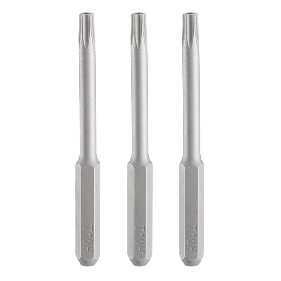 Uxcell 3pcs T10H Torx Screwdriver Bit 5/32" Hex Shank 45mm/1.77" Length Magnetic Star 6 Point Head Hex Bits S2 Steel Screw Driver Bit