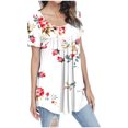 thumbnail image 3 of Spring Tops for Women Plus Size Womens Tops Women's Crew-Neck Short Sleeve Print Tops Hide Belly Tunic Shirts Dressy Casual Flowy Blouse Gifts for Women, 3 of 6
