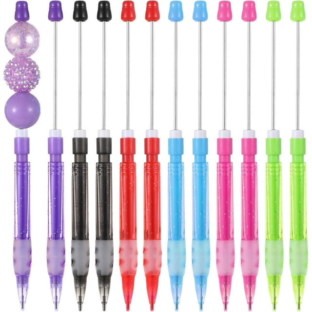 duomi-12 PCS Beadable Mechanical Pencil, 0.7mm Beadable Pencils, Multi Color Mini Mechanical Pencils Drawing Pencils, Mechanical Small Pencils for Writing Drawing Sketching DIY Crafting