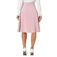 thumbnail image 3 of Falda midi plisada INSPIRE CHIC para mujer con decoración de botones, cintura alta, falda casual de oficina L rosa, 3 of 6