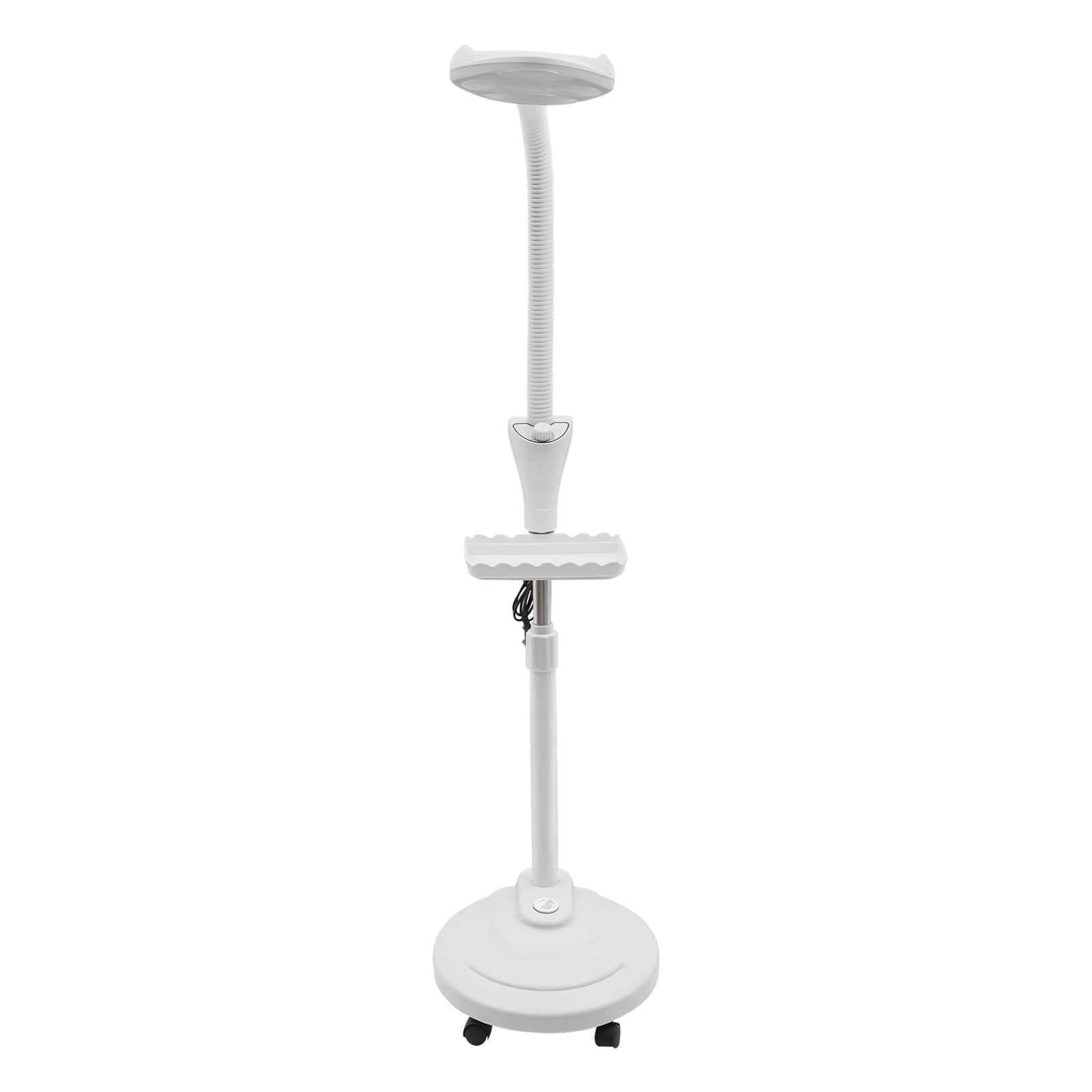 16X Magnifying Lamp with Adjustable Height, LED Light & Storage Tray, Floor Stand Magnifier for Beauty Salons, Nail Technicians, Dentists, Crafts, White