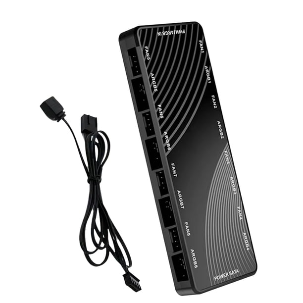 Controlador de Luz de Ventilador de Chasis 2 en 1 PWM + Concentrador ARGB Divisor Dual de Ocho Vías Concentrador de 8 Puertos