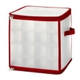 thumbnail image 2 of Whitmor Christmas ornament organizer 64 compartment zipper cube, frosted Polypropylene,Red Trim, 2 of 5