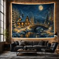 thumbnail image 6 of Winter Cabin Deer in Misty Snowy Forest, Serene Rustic Style for Nature Lovers, Wildlife Wall Art Christmas Gift Tapestry Wall Hanging for Bedroom Living Room, 6 of 7