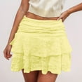 thumbnail image 2 of HZLPFO Woman Skirts Pleated Mini Skirt Lace High Waisted Ruffles Lingerie Short Skirts Yellow,L, 2 of 4