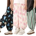 thumbnail image 3 of MXIEZI Boys Girls Cotton Summer Pants for 2-12 Years Unisex Cotton Breathable Long Pants Kids Toddler Printed Casual Trousers with Drawstring, 3 of 9