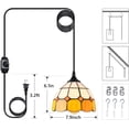 thumbnail image 5 of Tiffany Style Pendant Light - Dimmable Plug-In Hanging Lamp with 16.4 Ft Cord (7.9"W X 6.7"H), 5 of 7